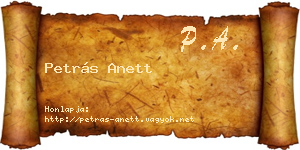 Petrás Anett névjegykártya